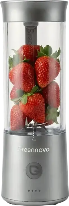 Greennovo Portable Personal Smoothie Blender, 150W Stainless Steel Blades, Ice Crushing and Chopper Function, 0.5L Capacity, Silver Plastic Housing