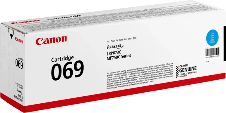 Cartus Toner Laser Canon CRG-069 Cyan, Capacitate 1.900 pagini pentru i-SENSYS MF752Cdw, MF754Cdw, LBP673Cdw, Seria MF750C