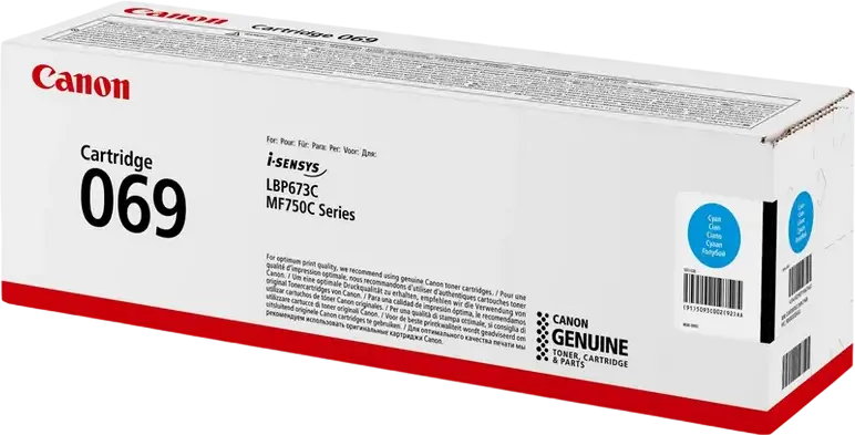 Cartus Toner Laser Canon CRG-069 Cyan, Capacitate 1.900 pagini pentru i-SENSYS MF752Cdw, MF754Cdw, LBP673Cdw, Seria MF750C