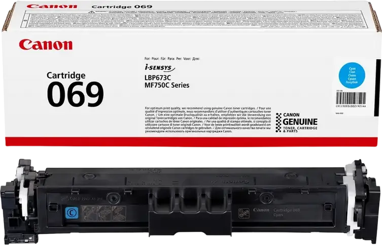 Cartus Toner Laser Canon CRG-069 Cyan, Capacitate 1.900 pagini pentru i-SENSYS MF752Cdw, MF754Cdw, LBP673Cdw, Seria MF750C
