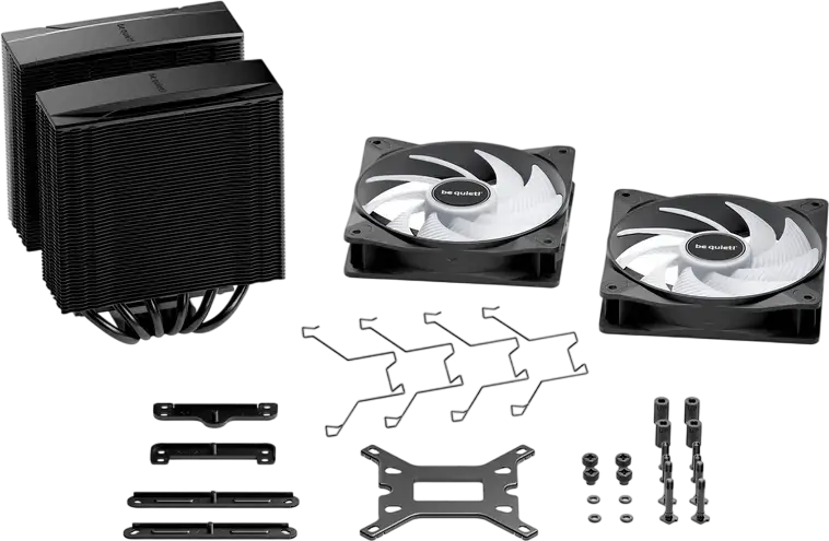 be quiet! Pure Rock Pro 3 LX Double-Tower CPU Air Cooler, BK043, 250W TDP, ARGB Light Wings LX 120mm PWM Fans, Intel 1851/1700/1200 AMD AM5/AM4, Black