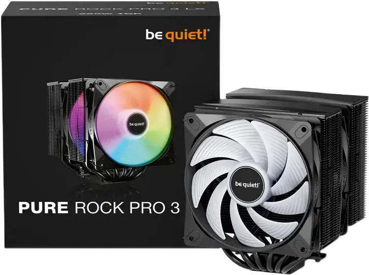 be quiet! Pure Rock Pro 3 LX Double-Tower CPU Air Cooler, BK043, 250W TDP, ARGB Light Wings LX 120mm PWM Fans, Intel 1851/1700/1200 AMD AM5/AM4, Black