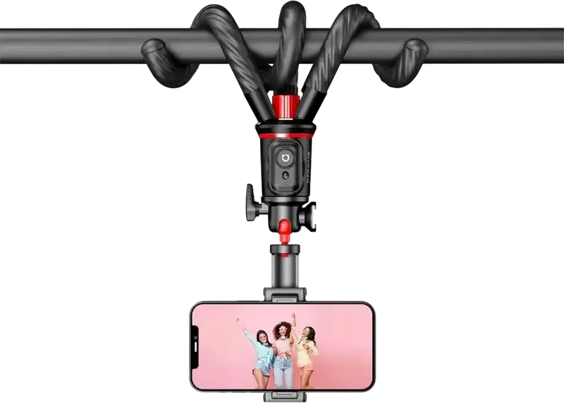 Stick Selfie si Tripod Flexibil Portabil Proove, Cap Sferic 3D, Telecomanda Bluetooth, Aluminiu si ABS, Inaltime 34.5-65.8 cm, Negru