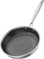 Ardesto AR0720BS Black Mars Avior Fry Pan 24 cm, Triply Stainless Steel, PFLUON Non-Stick Coating, Induction Compatible, Gray/Black