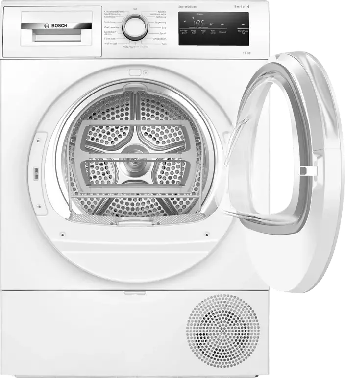Bosch Serie 4 WTH8520MNL Heat Pump Tumble Dryer, 8kg Capacity, Energy Class D, Auto Dry, SuperShort 40min Program, White, Front Loading