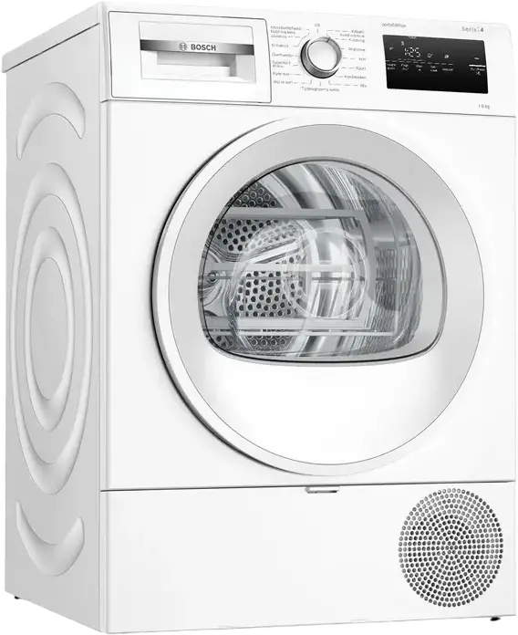 Bosch Serie 4 WTH8520MNL Heat Pump Tumble Dryer, 8kg Capacity, Energy Class D, Auto Dry, SuperShort 40min Program, White, Front Loading