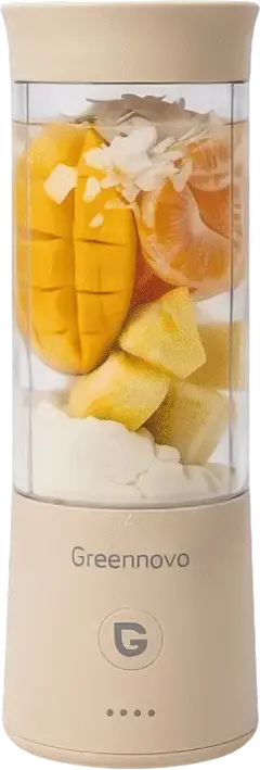Blender Portabil Greennovo 0.5L, 150W Lame din Otel Inoxidabil, 2 Viteze, Functii de Tocat si Cruntit Ghea, Design Tip Sticla de Apa