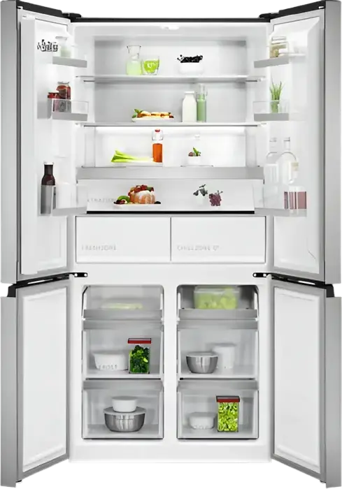 Frigider AEG RMB952E6VU Freestanding French Door, Volum Net Total 522L, No Frost, Zona MultiSwitch+, Otel Inoxidabil, 90.9x190x69 cm