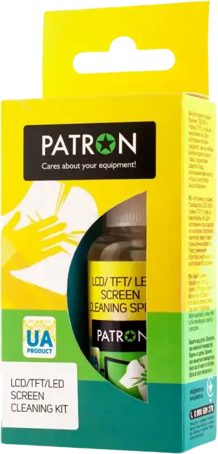 Kit curatare ecrane Patron F3-015 pentru ecrane LCD TFT LED Plasma si sticla, spray 50ml si laveta microfibra 200x200mm