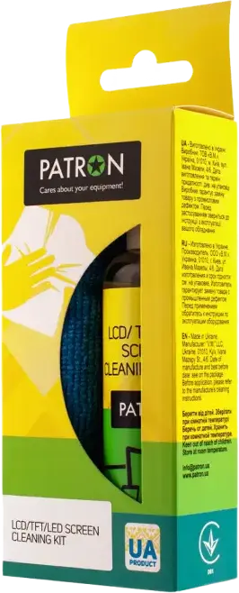 Kit Curatare Ecran Patron F3-017 pentru Monitoare LCD TFT LED si Suprafete de Sticla, Spray 100ml cu Laveta Microfibra 300x300mm