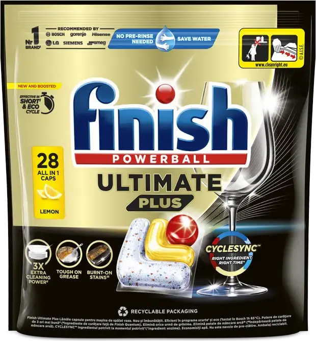 Tablete Finish Ultimate Plus Lemon 28 buc