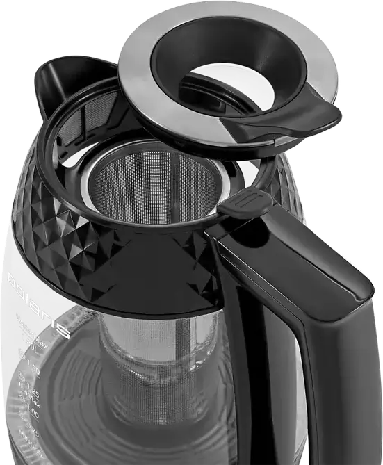 Polaris PWK1823CGLD Smart Electric Kettle 1.8L, 2200W Glass Body with Wi-Fi IQ Home Control, LCD Display, LED Lighting and Stainless Steel Tea Infuser