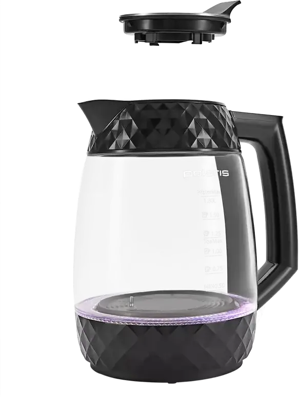 Polaris PWK1823CGLD Smart Electric Kettle 1.8L, 2200W Glass Body with Wi-Fi IQ Home Control, LCD Display, LED Lighting and Stainless Steel Tea Infuser