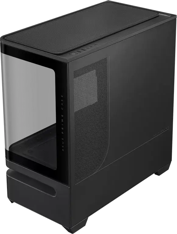 Carcasa PC ASUS Prime AP202 ARGB Midi-Tower, Micro-ATX/Mini-ITX, 3 Ventilatoare ARGB 120mm, Sticla Temperata Curvata, Suport Radiator 360mm, Negru