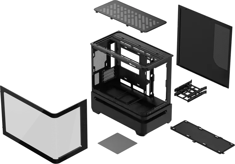 Carcasa PC ASUS Prime AP202 ARGB Midi-Tower, Micro-ATX/Mini-ITX, 3 Ventilatoare ARGB 120mm, Sticla Temperata Curvata, Suport Radiator 360mm, Negru