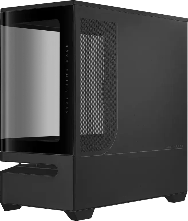Carcasa PC ASUS Prime AP202 ARGB Midi-Tower, Micro-ATX/Mini-ITX, 3 Ventilatoare ARGB 120mm, Sticla Temperata Curvata, Suport Radiator 360mm, Negru