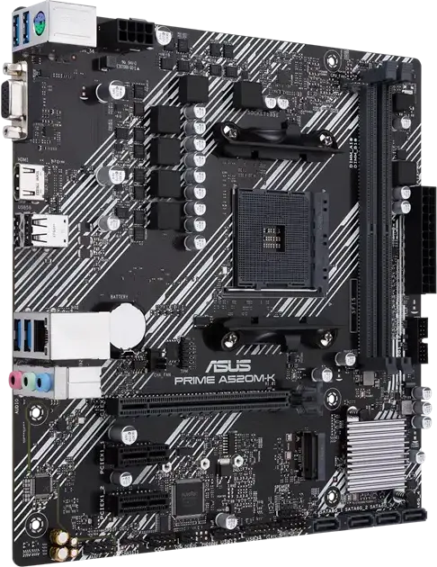 Placa de baza ASUS PRIME A520M-K Micro-ATX, Socket AMD AM4, Chipset A520, Memorie DDR4 64GB Dual Channel 5100MHz OC, Slot M.2, HDMI 2.1, VGA