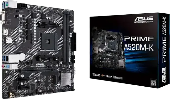 Placa de baza ASUS PRIME A520M-K Micro-ATX, Socket AMD AM4, Chipset A520, Memorie DDR4 64GB Dual Channel 5100MHz OC, Slot M.2, HDMI 2.1, VGA
