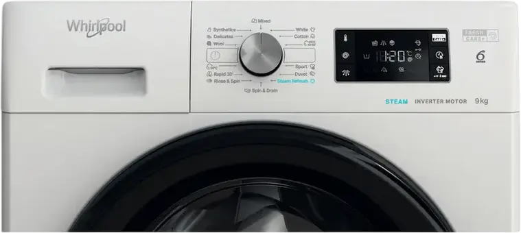 Стиральная машина Whirlpool FFB 9469 BV EE с фронтальной загрузкой, 9 кг, класс энергопотребления A, 1400 об/мин, инверторный двигатель, очистка паром