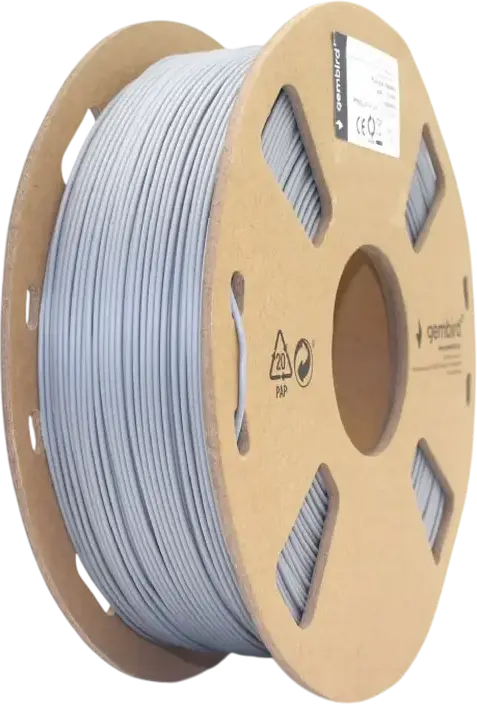 Gembird 3DP-PLA+1.75-02-G 3D Printer Filament PLA+, Grey Color, 1.75 mm Diameter, 1 kg Net Weight, 195-235 degrees C Printing Temperature, Recyclable Cardboard Spool
