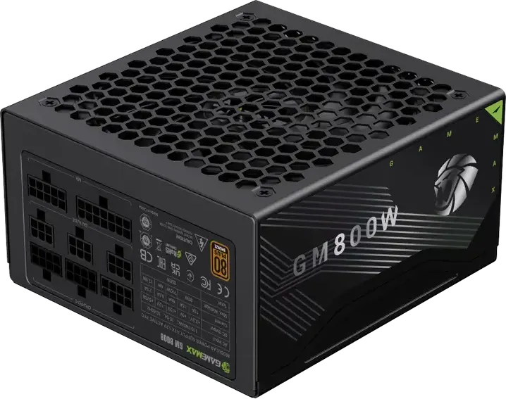 Sursa Gamemax GM-800B 800W, 80 PLUS Bronze, Fully Modular, Compatibila ATX 3.1 si PCIe 5.1, Ventilator Silent 140mm, Condensatori Japonezi, Neagra