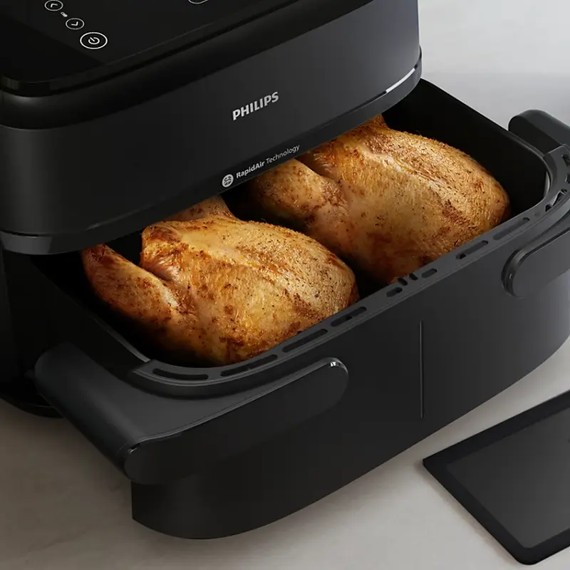 Philips NA150/00 1000 Series Dual Basket Airfryer, 7.1L Total Capacity, 2450W, RapidAir Technology, LED Touch Control, Non-stick, Black