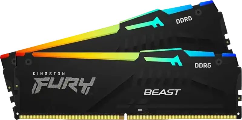 Memorie RAM Kingston FURY Beast RGB DDR5 32GB Kit (2x16GB) 6800MHz CL34 PC5-48000 KF568C34BBEAK2-32 Intel XMP 3.0 ECC 288-Pin DIMM