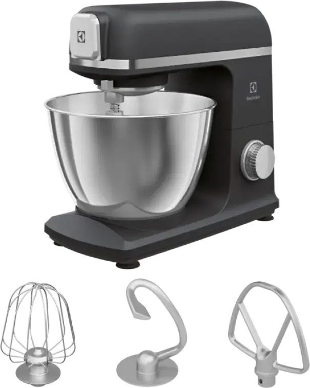 Electrolux Create 5 E5KM1-6GBP Planetary Kitchen Machine, 1200W, 5L Stainless Steel Bowl, Metal Body, Meat Grinder and Slicing Disc, Pearl Black