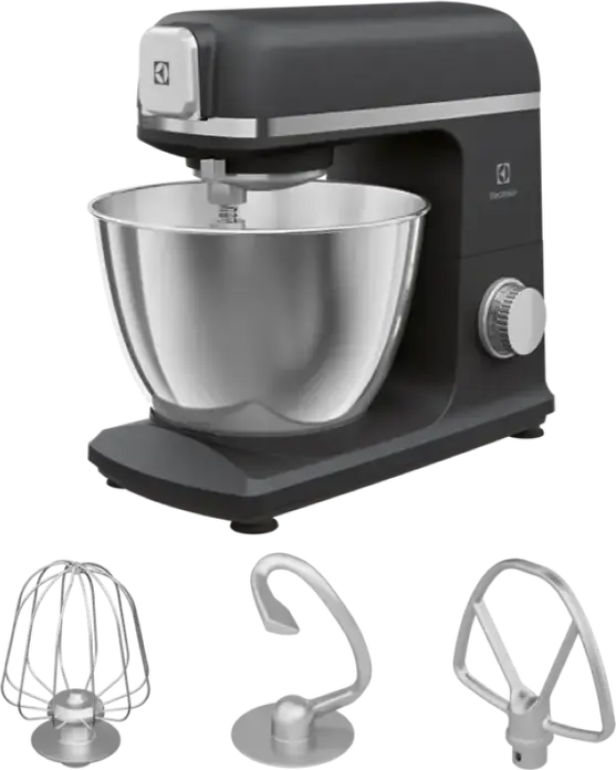 Electrolux Create 5 E5KM1-6GBP Planetary Kitchen Machine, 1200W, 5L Stainless Steel Bowl, Metal Body, Meat Grinder and Slicing Disc, Pearl Black