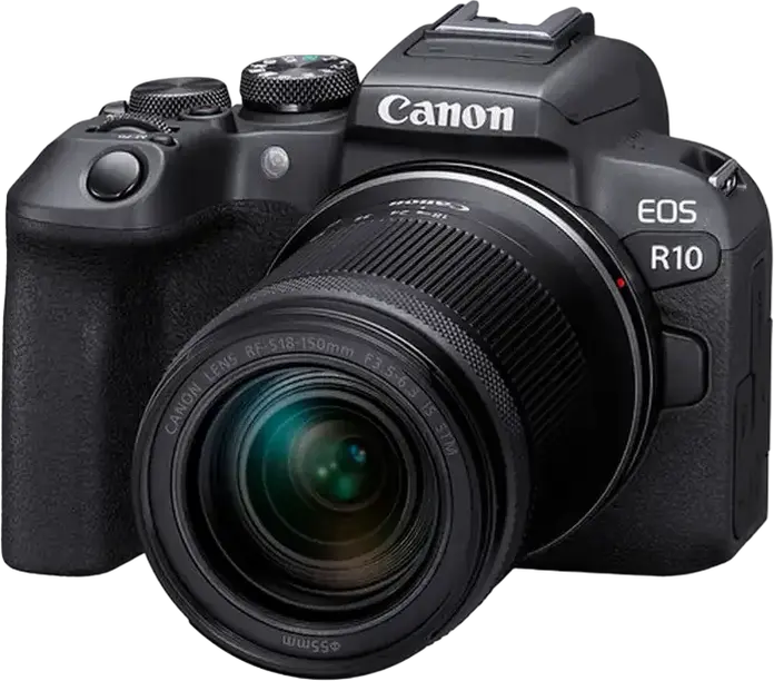 Беззеркальный фотоаппарат Canon EOS R10 с объективом RF-S 18-150mm f/3.5-6.3 IS STM, сенсор APS-C 24.2 МП, процессор DIGIC X, видео 4K, Dual Pixel CMOS AF II