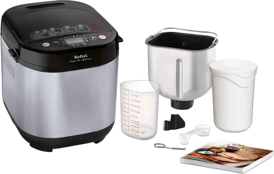 Хлебопечка Tefal Pain & Delices, 720 Вт, мощность, до 1000 г, 20 автоматических программ, включая безглютеновые рецепты и йогурт, нержавеющая сталь