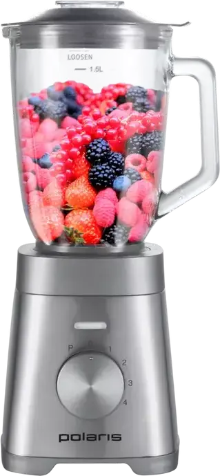 Polaris PTB1037G Countertop Blender, 1200W Power, 1.75L Glass Jar, Stainless Steel Housing and Blades, 4 Speed Settings with Pulse and Ice Crushing