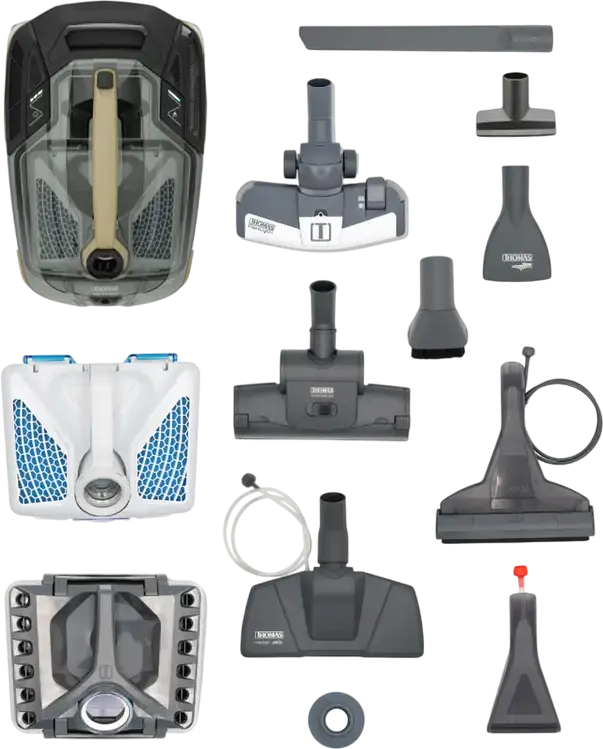 Aspirator Thomas Amfibia Pro 4ALL, 1700W, Putere Suctie 380W, Umed și Uscat, Filtru HEPA, Aquafilter, Bursietă LED, Fabricat in Germania, Alb/Negru