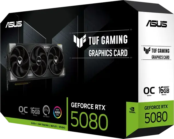 Placa Video ASUS TUF Gaming GeForce RTX 5080 OC Edition, 16GB GDDR7, Arhitectură Blackwell, PCI-E 5.0, Răcire cu 3 ventilatoare, Iluminare ARGB