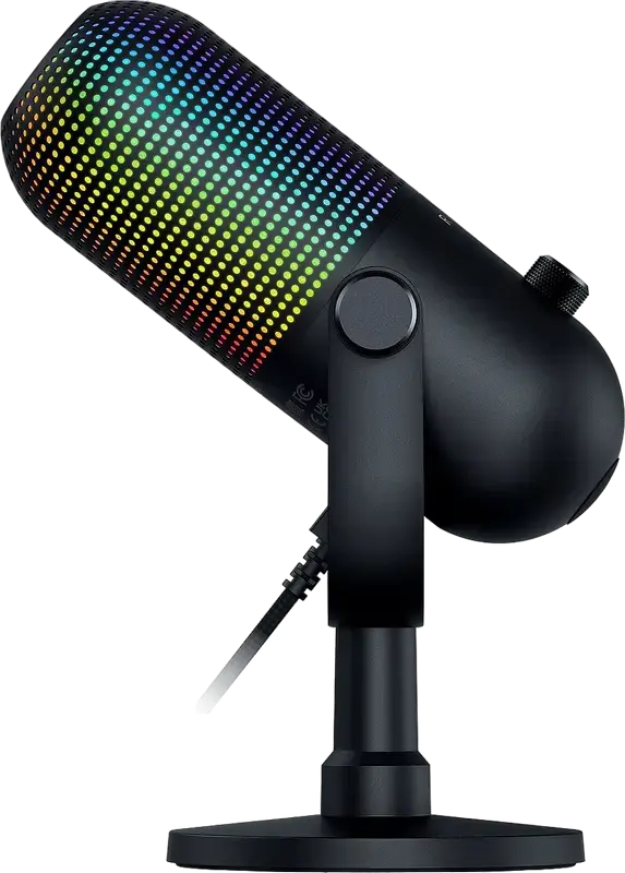 Razer Seiren V3 Chroma USB Gaming Microphone, Black, Supercardioid Condenser, Razer Chroma RGB Lighting, Tap-to-Mute Sensor, Gain Control, Desktop Stand