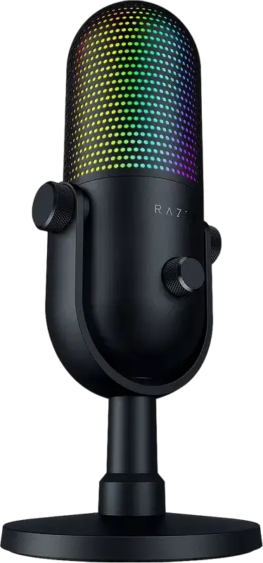 Razer Seiren V3 Chroma USB Gaming Microphone, Black, Supercardioid Condenser, Razer Chroma RGB Lighting, Tap-to-Mute Sensor, Gain Control, Desktop Stand