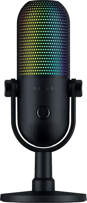 Razer Seiren V3 Chroma USB Gaming Microphone, Black, Supercardioid Condenser, Razer Chroma RGB Lighting, Tap-to-Mute Sensor, Gain Control, Desktop Stand