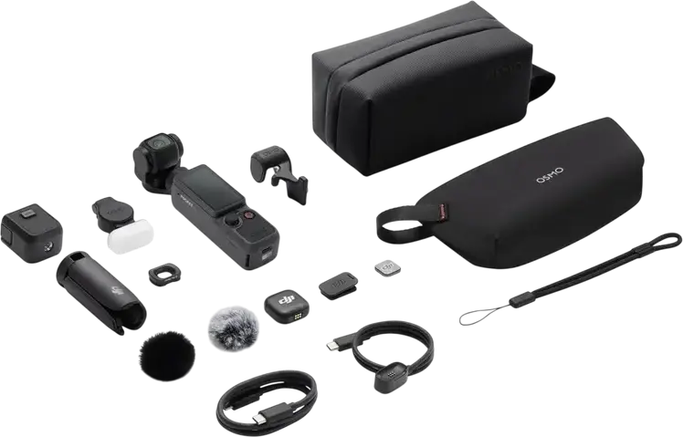 DJI Osmo Pocket 4 Creator Combo Black, 1-inch CMOS Sensor, 4K/240fps Video, 3-Axis Gimbal Stabilization, ActiveTrack 7.0, 2-inch OLED Touchscreen