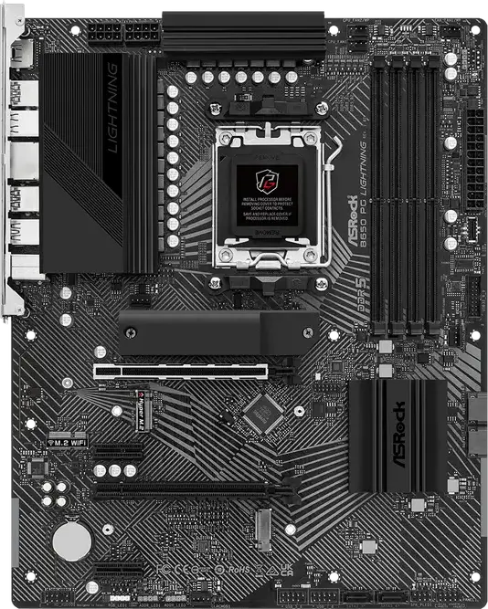 Placa de baza ASRock B650 PG Lightning ATX, Socket AMD AM5, Chipset B650, DDR5 7200+ MHz, M.2 PCIe 5.0, Etaje Alimentare 14+2+1, LAN 2.5G, Ryzen 9000/8000/7000