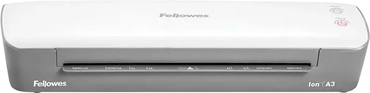 Fellowes Ion A3 Hot Laminator, A3 Maximum Format, 80-125 Micron Pouch Compatibility, Release Lever for Jam Removal, White, with Starter Kit