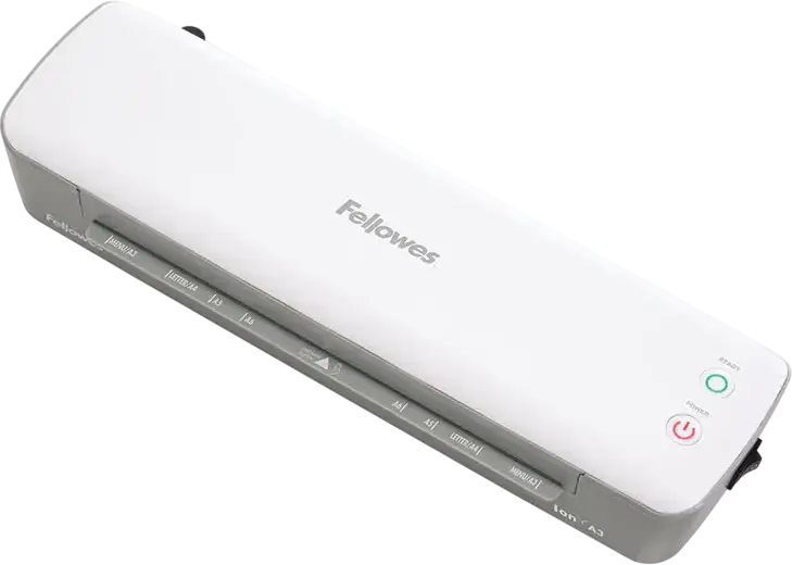 Fellowes Ion A3 Hot Laminator, A3 Maximum Format, 80-125 Micron Pouch Compatibility, Release Lever for Jam Removal, White, with Starter Kit