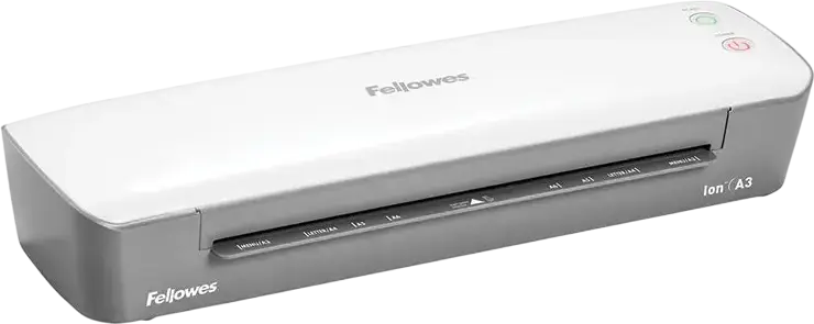 Fellowes Ion A3 Hot Laminator, A3 Maximum Format, 80-125 Micron Pouch Compatibility, Release Lever for Jam Removal, White, with Starter Kit