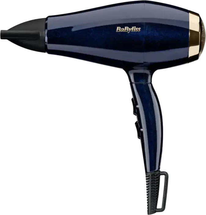 Профессиональный фен BaByliss 5911E Black Onyx, мощность 2000Вт, DC мотор, ионизация для устранения пушистости, 3 режима температуры/2 скорости, синий