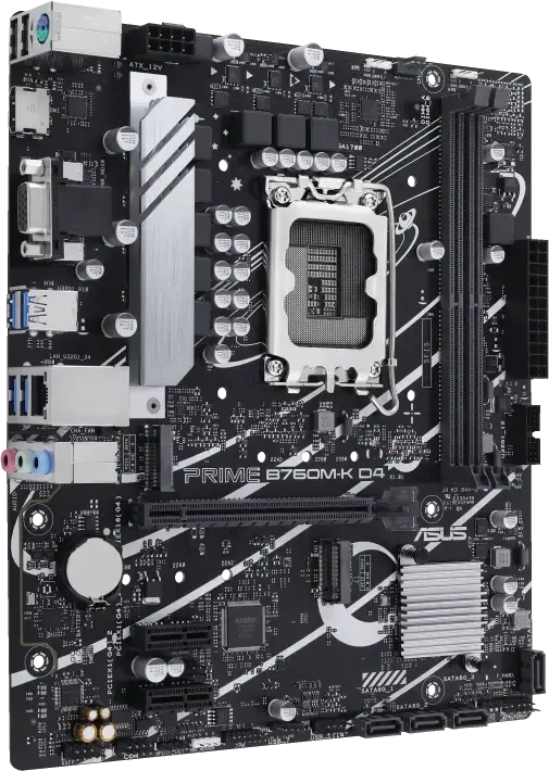 Placa de baza ASUS PRIME B760M-K LGA1700 Intel B760 mATX pentru Intel Core Gen 14/13/12, Memorie DDR4, PCIe 4.0, Ethernet 2.5Gb, HDMI, VGA, Aura Sync