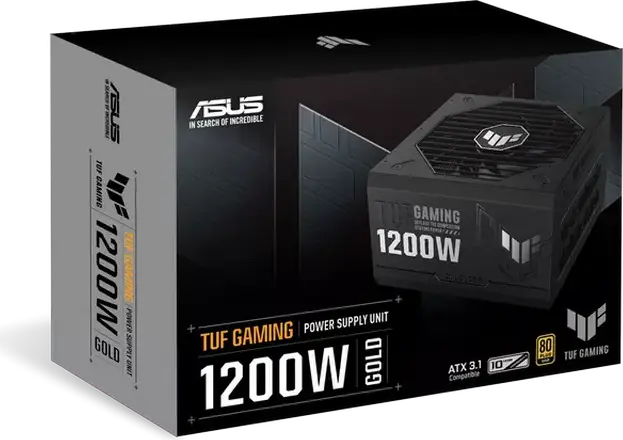 Sursa Alimentare ASUS TUF Gaming 1200W Gold, ATX 3.1, Eficienta 80 Plus Gold, Complet Modulare, PCIe Gen 5.1, Condensatori Japonezi, Certificare Militara