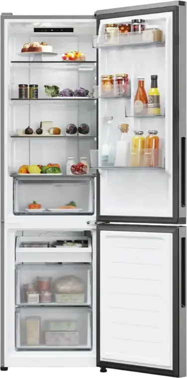 Candy CNCQ2T518EX City Fresco 300 Combi Refrigerator, No Frost, Total Net Volume 279L, Bottom Freezer, Stainless Steel, hOn Smart Connectivity, LED