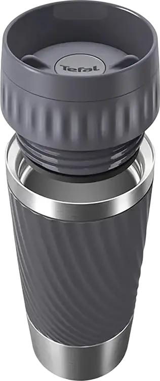 Cană Termos Tefal Easy Twist, 0.36L Oțel Inoxidabil, Margine de Bătut 360 Grade, Etanșă, Fără BPA, Gri