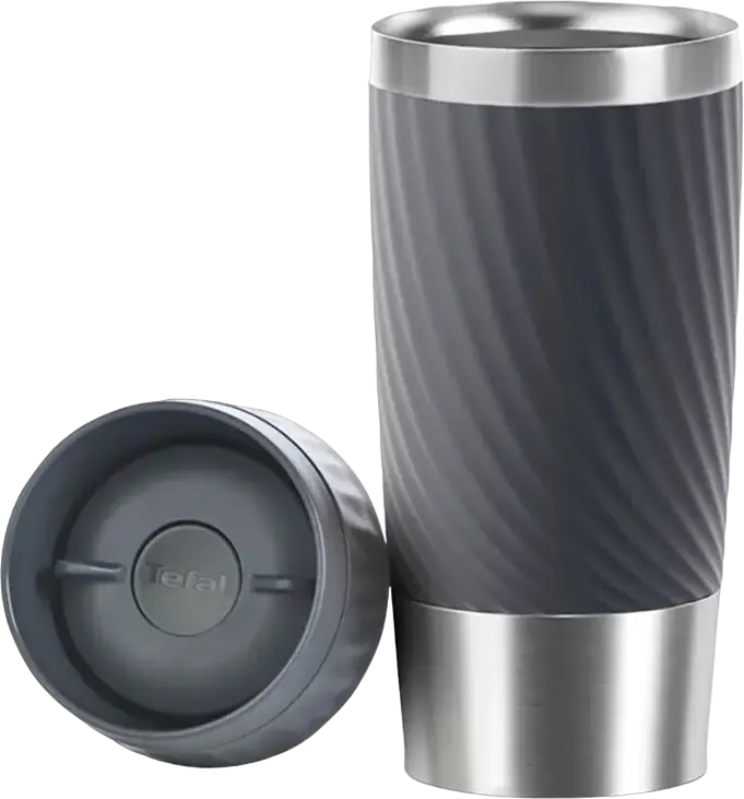 Cană Termos Tefal Easy Twist, 0.36L Oțel Inoxidabil, Margine de Bătut 360 Grade, Etanșă, Fără BPA, Gri