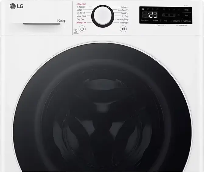Lavor-Uscator LG F4DR510S0W, Capacitate Spalat 10kg / Uscat 6kg, AI DD, TurboWash 360, Steam Allergy Care, Inverter Direct Drive, 1400 rpm, Alb