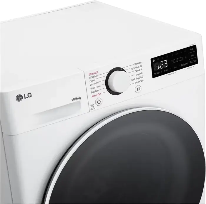 Lavor-Uscator LG F4DR510S0W, Capacitate Spalat 10kg / Uscat 6kg, AI DD, TurboWash 360, Steam Allergy Care, Inverter Direct Drive, 1400 rpm, Alb